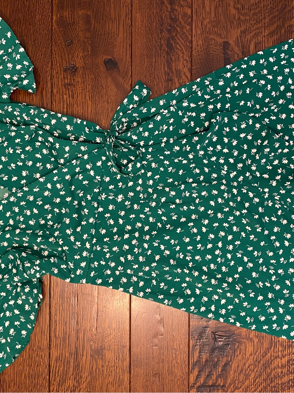 Only Emerald Green Floral Tie-Front Blouse